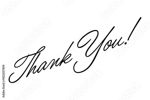 手書き風の書体で書いたThank You !（ありがとう）の文字（カリグラフィー）
