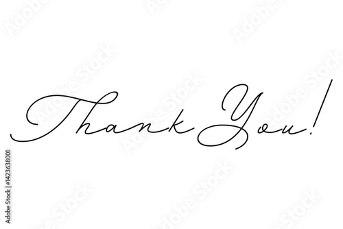 手書き風の書体で書いたThank You !（ありがとう）の文字（カリグラフィー）
