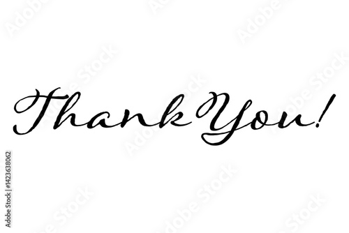手書き風の書体で書いたThank You !（ありがとう）の文字（カリグラフィー）
