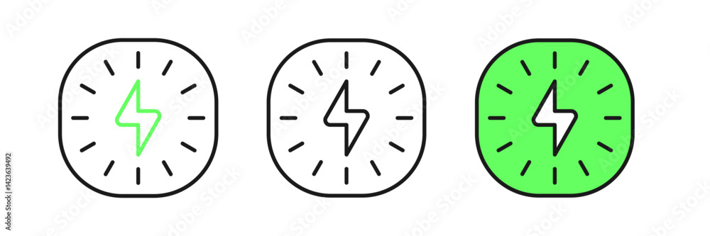 Set line Lightning bolt icon isolated on white background. Flash sign. Charge flash icon. Thunder bolt. Lighting strike. Vector Set line Lightning bolt icon isolated on white background. Flash sign. Charge flash icon. Thunder bolt. Lighting strike. Vector