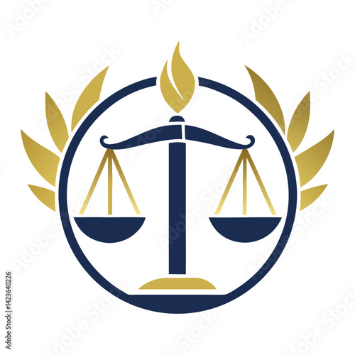 Minimalist logo design featuring scales of justice and a flame for a law firm known for its authoritative approach to legal services
