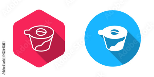 Filled and outline Pour over coffee maker icon isolated with long shadow background. Alternative methods of brewing coffee. Coffee culture. Vector
