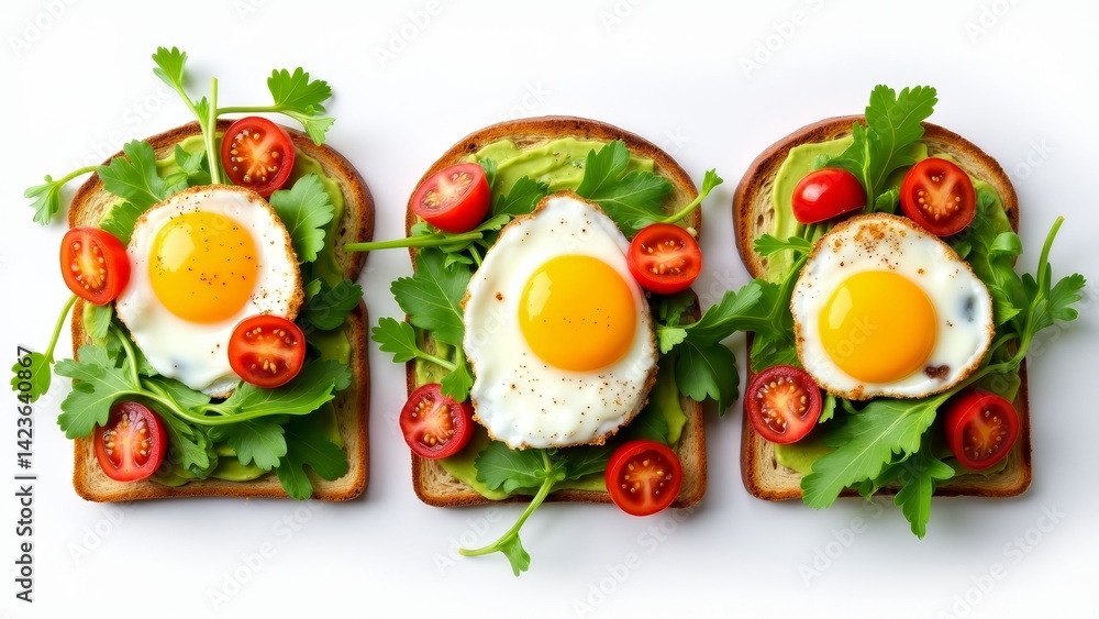Avocado Toast Topped With Fried Eggs Avocado Toast Topped With Fried Eggs