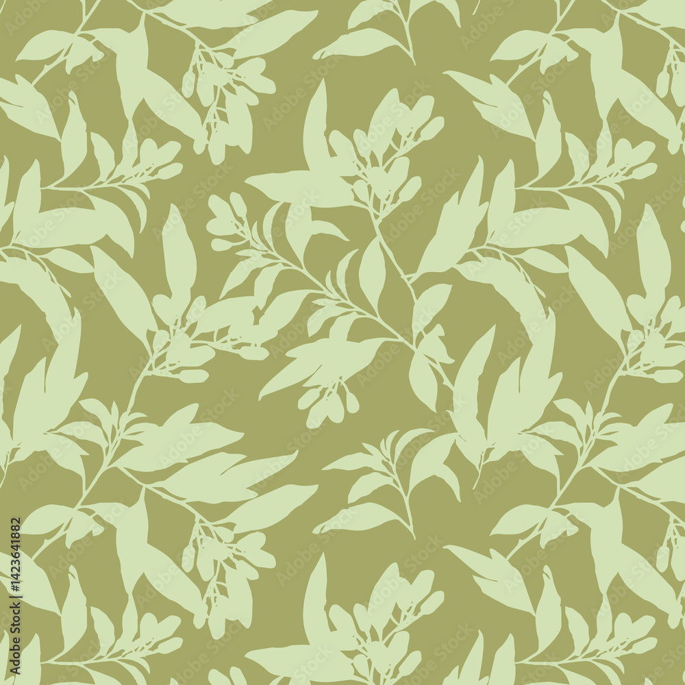 Simple monochrome two-color seamless pattern with flowers silhouette. Simple monochrome two-color seamless pattern with flowers silhouette.
