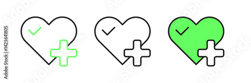 Set line Heart rate icon isolated on white background. Heartbeat sign. Heart pulse icon. Cardiogram icon. Vector