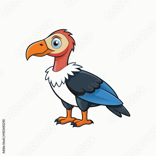 vulture with detailed feathers and expressive eyes, featuring a playful and colorful style