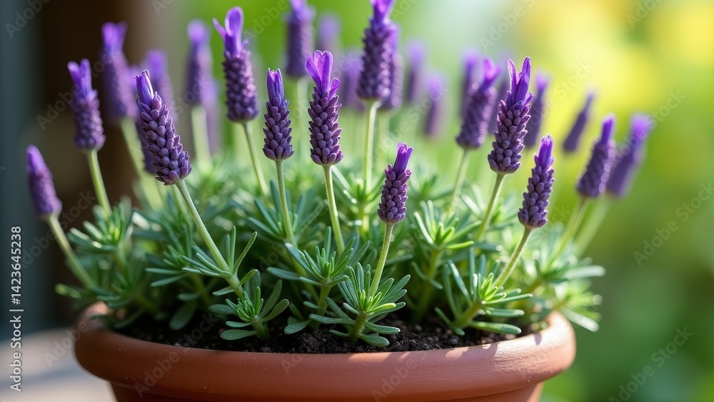 Fototapeta premium Lavender Plant Growing In Terracotta Pot