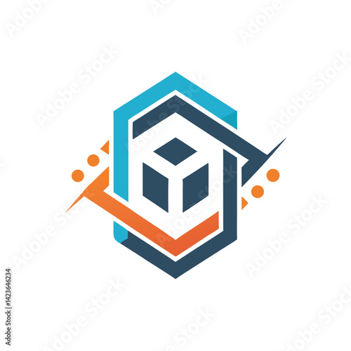 Minimalist logo design for a web development and design firm featuring geometric shapes and modern colors