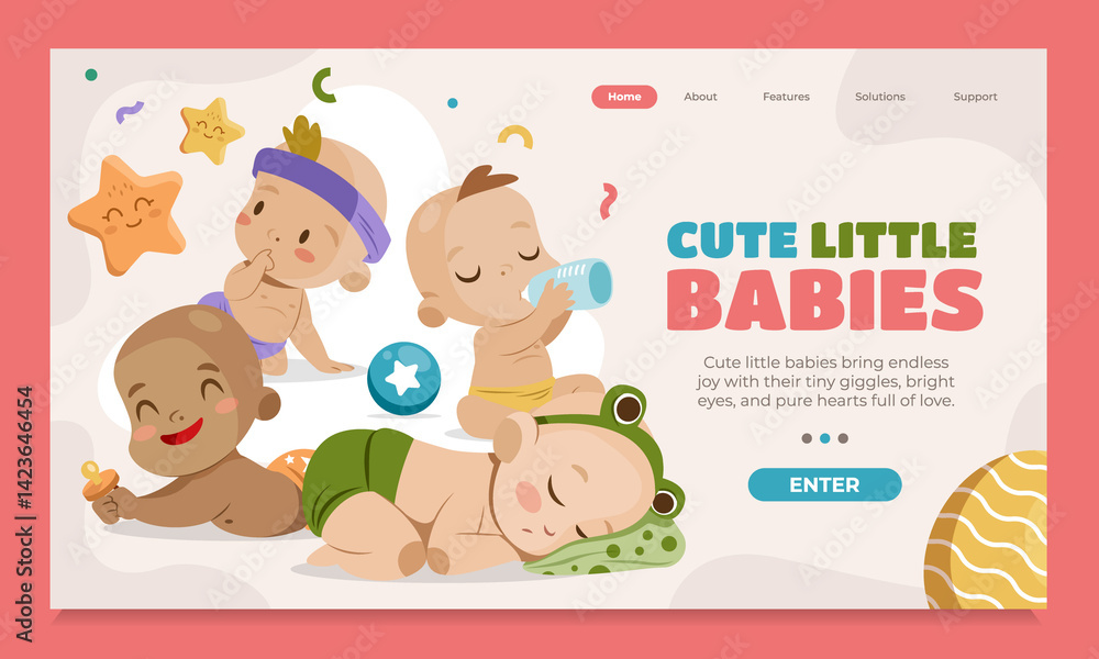 Flat Cute Little Babies Landing Page Flat Cute Little Babies Landing Page