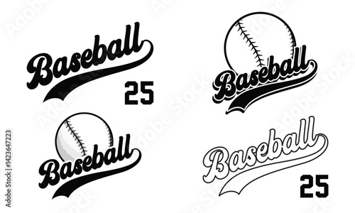 Baseball logo design vector. College t-shirt design printable vector.