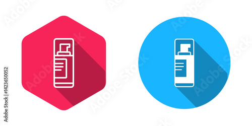 Filled and outline Shaving gel foam icon isolated with long shadow background. Shaving cream. Vector