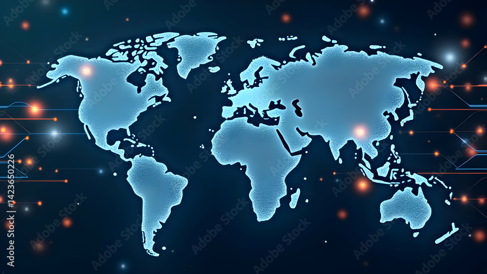 Fototapeta premium Circuit Breakers: Tariff Barriers Disrupt Digital Global Trade Networks