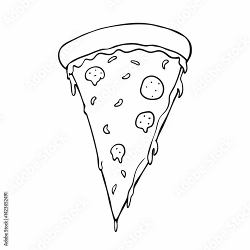 Pizza Slice Illustration. A Delicious Slice of Pepperoni Pizza