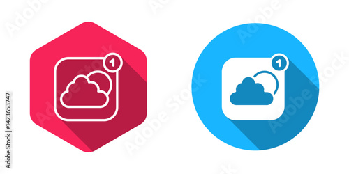 Filled and outline Weather forecast app icon isolated with long shadow background. Vector