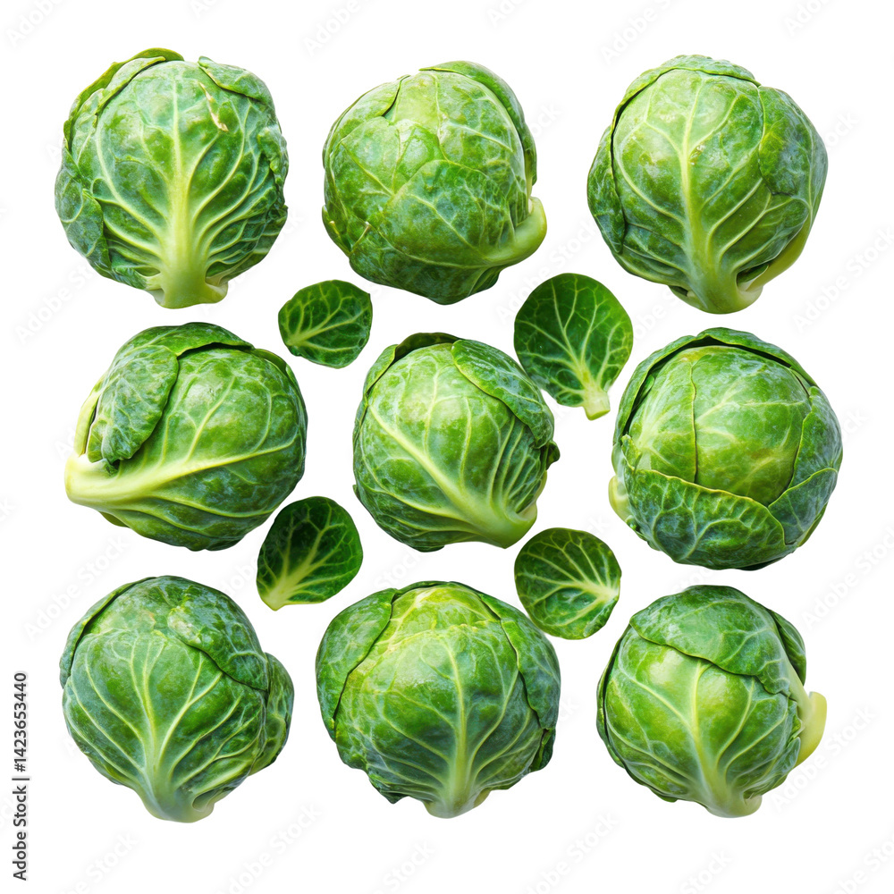 Fototapeta premium Harvesting fresh brussels sprouts farm food photography outdoor