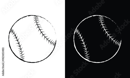 Baseball vector ball. Baseball outline vector