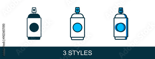 Filled outline Paint spray can icon isolated on white background. Vector