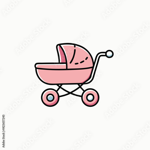 Collection stroller isolated in doodle style. Hand drawn vector art. vector icon isolated on white background