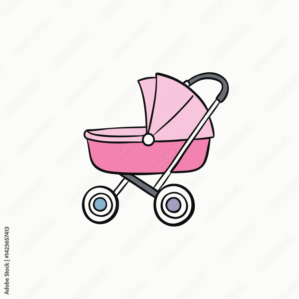 Collection stroller isolated in doodle style. Hand drawn vector art. vector icon isolated on white background Collection stroller isolated in doodle style. Hand drawn vector art. vector icon isolated on white background