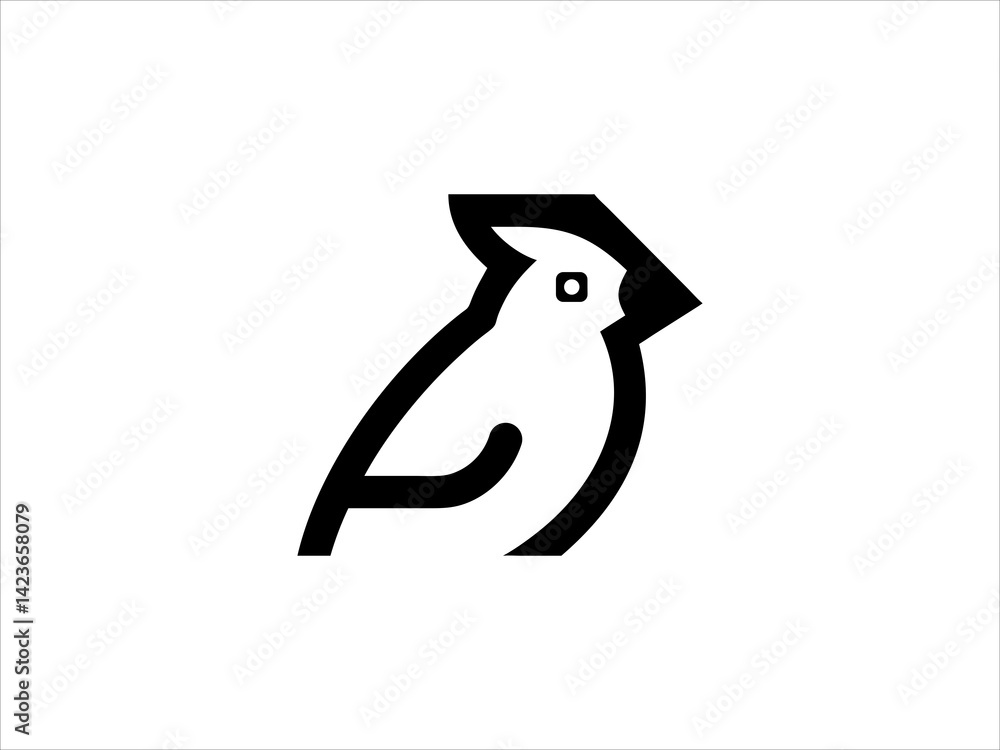 Fototapeta premium A clean, minimalist silhouette of a bird, perfect for nature themed designs, logos, or educational materials.