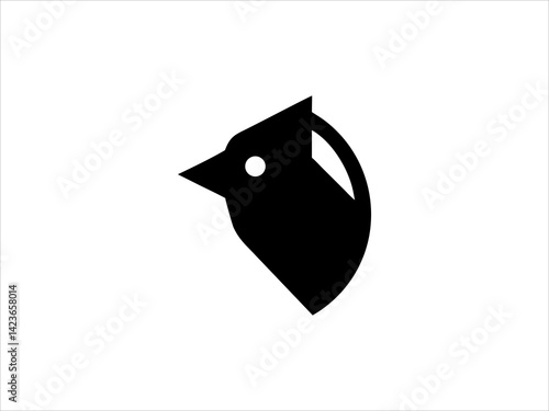 A clean, minimalist silhouette of a bird, perfect for nature themed designs, logos, or educational materials.