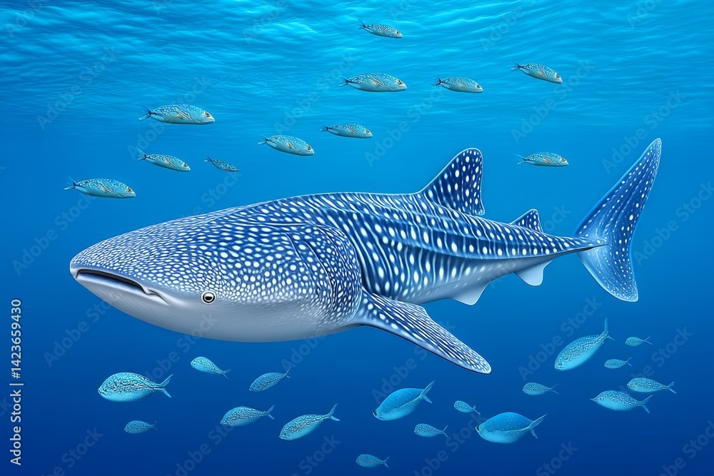 Fototapeta premium Whale shark swimming peacefully in marine reserve