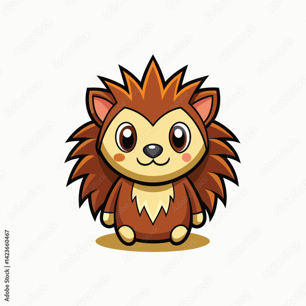 Fototapeta premium Hand drawn Cartoon Porcupine Animal Vector Hand Drawn Illustration Isolated On Transparent Background