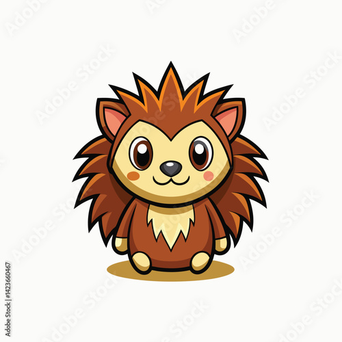 Hand drawn Cartoon Porcupine Animal Vector Hand Drawn Illustration Isolated On Transparent Background