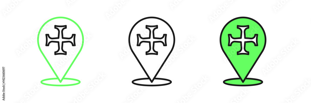 Obraz premium Set line Crusade icon isolated on white background. Vector