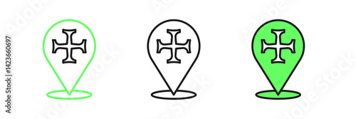 Set line Crusade icon isolated on white background. Vector