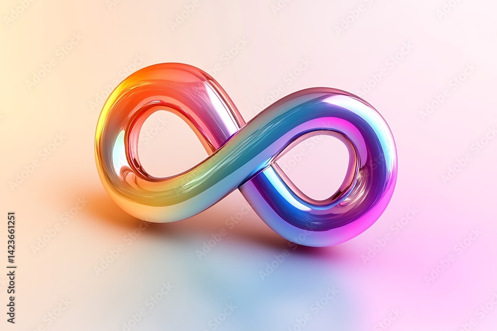 A three dimensional infinity symbol is cent A three dimensional infinity symbol is cent