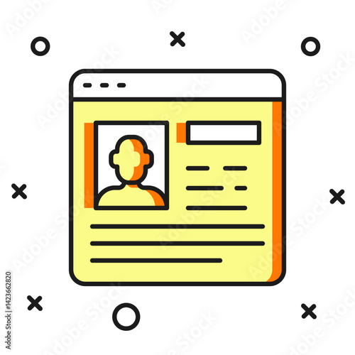 Filled outline Resume icon isolated on white background. CV application. Searching professional staff. Analyzing personnel resume. Flat filled outline style with shadow. Vector