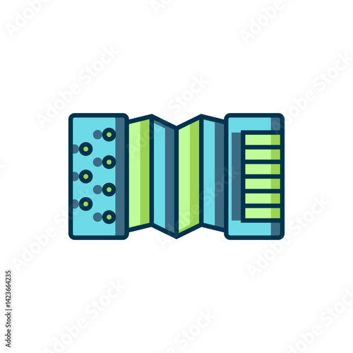 Filled outline Musical instrument accordion icon isolated on white background. Classical bayan, harmonic. Flat filled outline style with shadow. Vector
