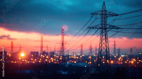 A smart power grid optimizing electricity distribution for energy efficiency.