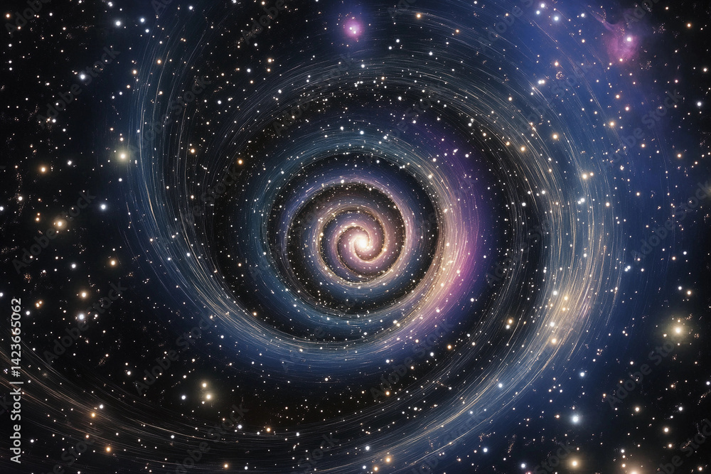 Obraz premium Galactic spiral showcasing vibrant colors and cosmic features in a star-filled universe