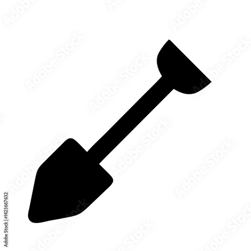 Find black shovel icon vector illustration for gardening digging and agriculture projects and design needs