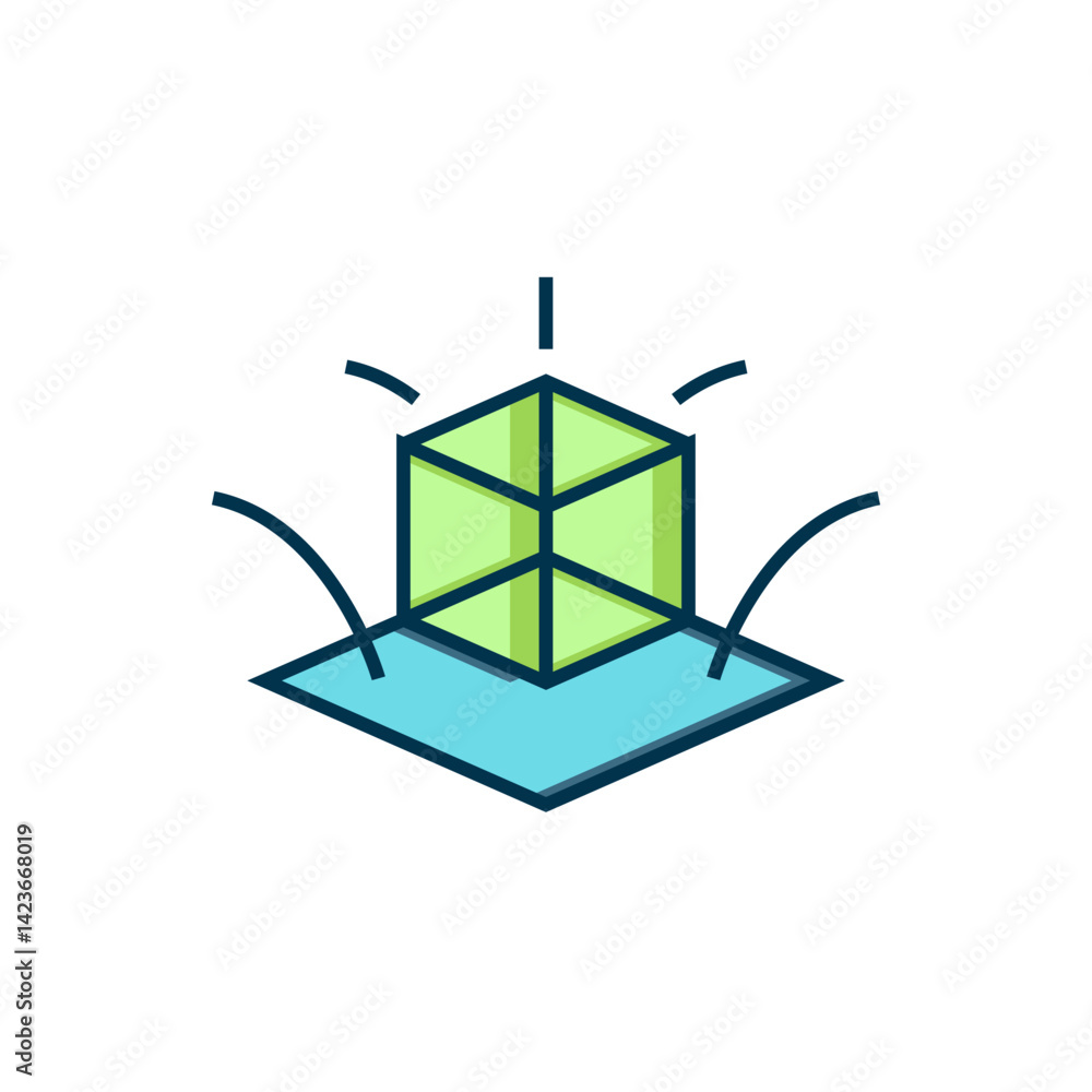 Filled outline 3d modeling icon isolated on white background. Augmented reality or virtual reality. Flat filled outline style with shadow. Vector Filled outline 3d modeling icon isolated on white background. Augmented reality or virtual reality. Flat filled outline style with shadow. Vector