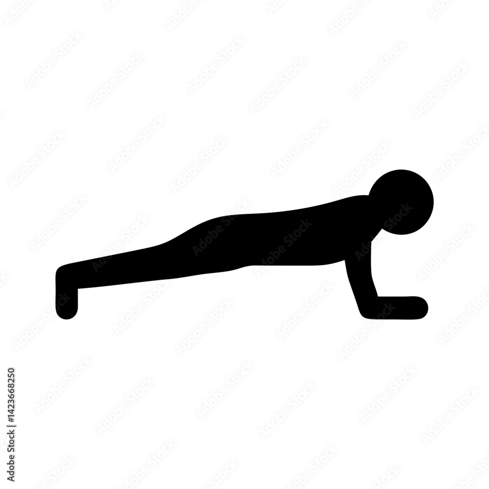 Stick figure plank exercise illustration for core strength training and fitness workout routine Stick figure plank exercise illustration for core strength training and fitness workout routine