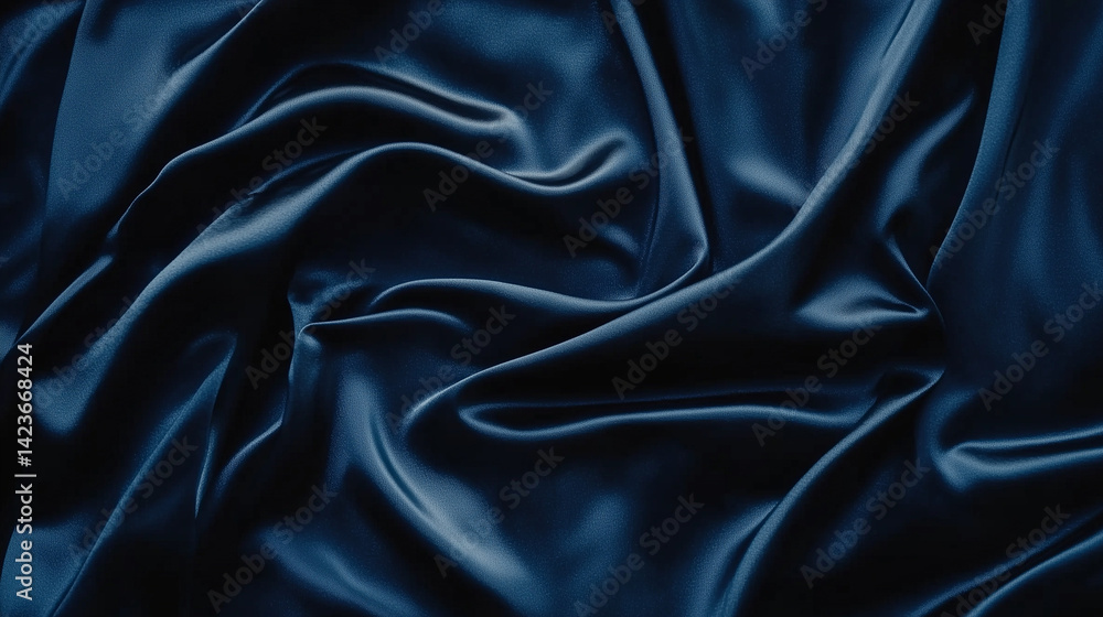 Fototapeta premium dark blue satin background, black satin background, dark blue stain, dark blue cloth background, ai generated