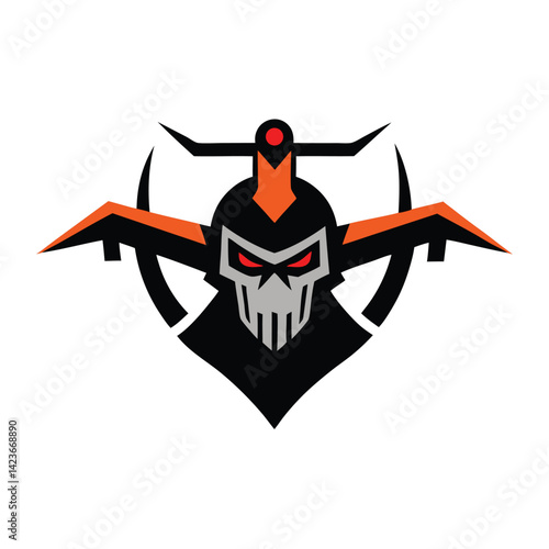 warrior drone sport mascot gaming logo vector design