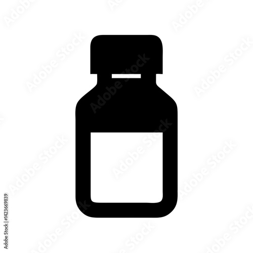 Black medicine bottle vector graphic for healthcare pharmacy and medical supply design needs online