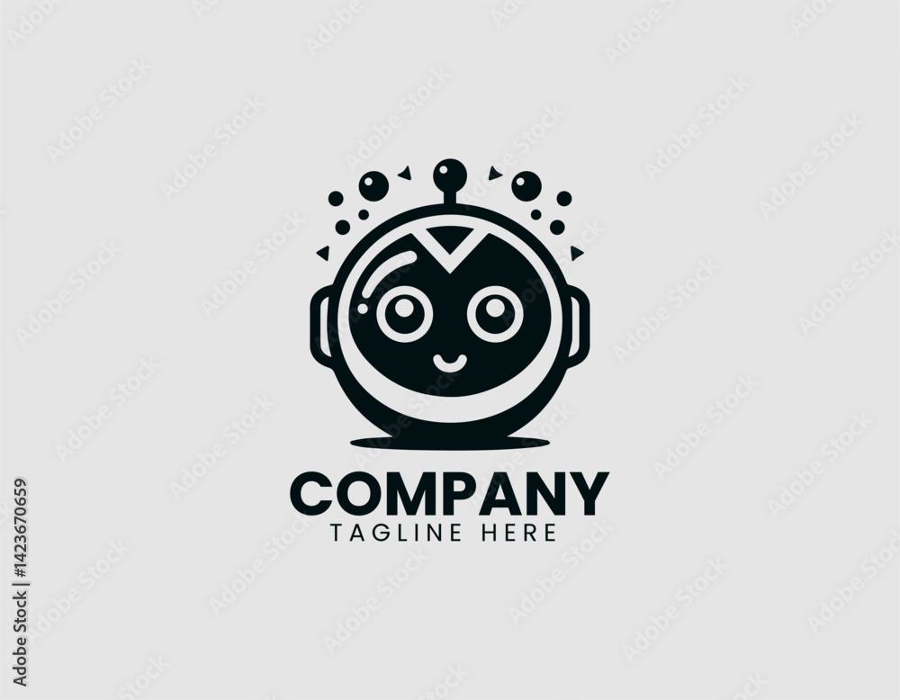 Friendly Chatbot Icon Bubble Face Vector Logo Design Friendly Chatbot Icon Bubble Face Vector Logo Design