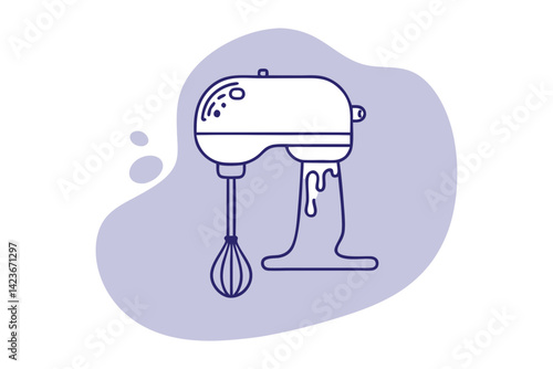 Electric Hand Mixer Vector Line Drawing