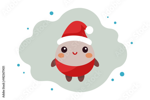 Snowman in Santa Hat Holiday Cartoon Vector