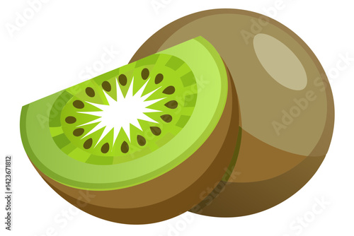 Juicy Kiwi Fruit Vector Illustration