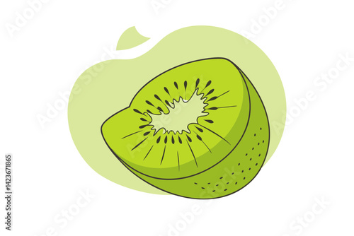Fresh Kiwi Slice Vector Artwork