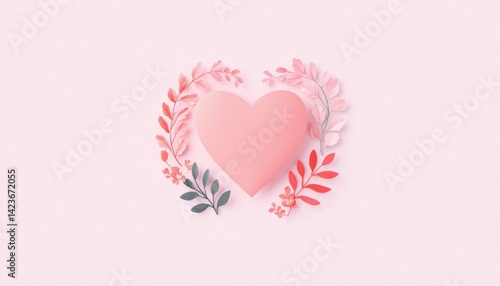 Heart surrounded by floral wreath