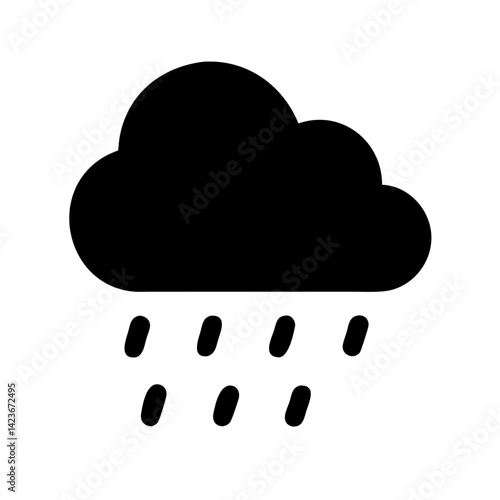 Black rain cloud vector icon graphic illustration rainy weather forecast symbol clipart image design