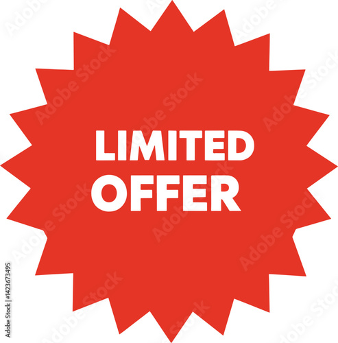 limited offer burst shape vector with bold text