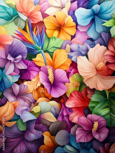 Wallpaper Mural Vibrant Tropical Flower Arrangement Torontodigital.ca